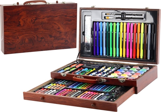 Изображение LeanToys Zestaw Artystyczny w Drewnianej Walizce 123 Elementy