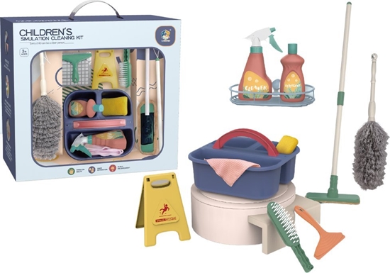 Изображение LeanToys Zestaw Do Sprztania 11 w 1 Wiaderko Mop Mioteka cigaczka Do Szyb