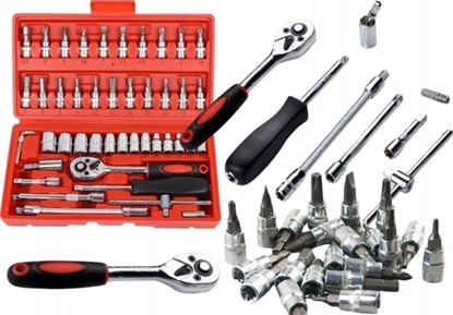 Attēls no LeanToys Zestaw Kluczy Nasadowych 1/4" - 46 Elementów w Walizce LEAN Toys