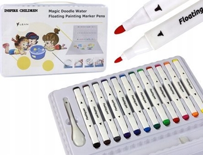 Picture of LeanToys Zestaw Kolorowych Pisaków Markerów Wodnych Walizka 12 Sztuk