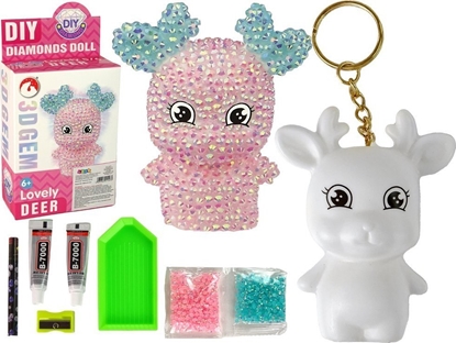 Picture of LeanToys Zestaw Kreatywny DIY Diamentowy Renifer DIY Krysztaki Brelok 3D Róowy
