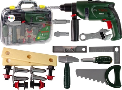 Изображение LeanToys Zestaw Majsterkowicza w Walizce Wiertarka Na Baterie Motek