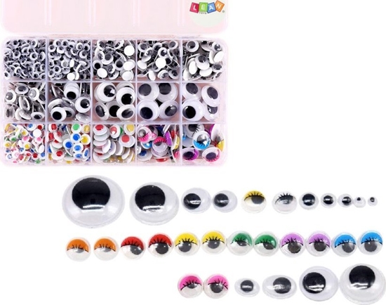 Picture of LeanToys Zestaw Oczek Samoprzylepnych Ruchome Kolorowe Organizer 750 szt.