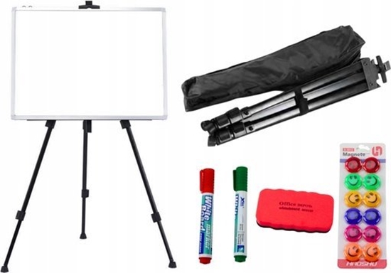 Изображение LeanToys Zestaw Tablica Magnetyczna 90x60cm na Stojaku Magnesy Pisaki Gbka LEAN Toys