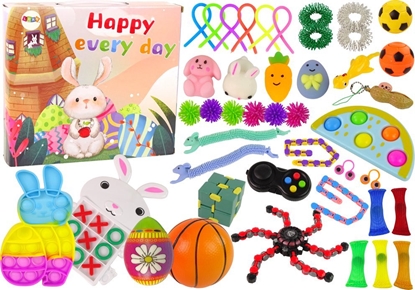 Изображение LeanToys Zestaw Zabawek Wielkanocnych Fidget Toys Pop It Squishy Antystresowe 42 Elementy