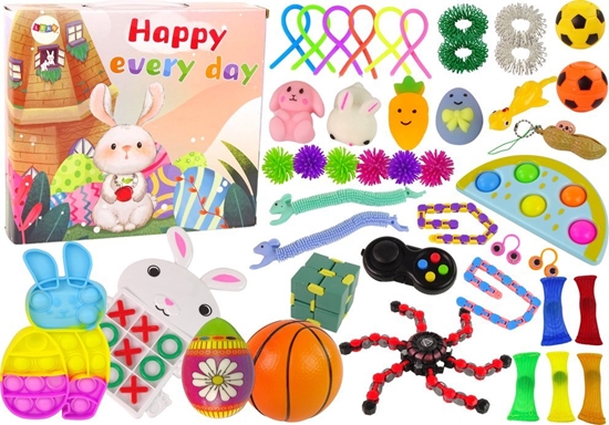 Изображение LeanToys Zestaw Zabawek Wielkanocnych Fidget Toys Pop It Squishy Antystresowe 42 Elementy