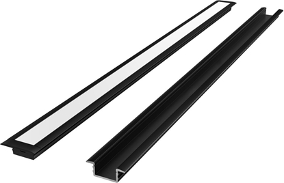 Изображение LED profilio komplektas, 2m, ileidziamas, juodas, su baltu dangteliu ir aklemis