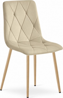 Изображение Leobert Krzeso LIBRA - jasny be aksamit / nogi kolor drewna x 1