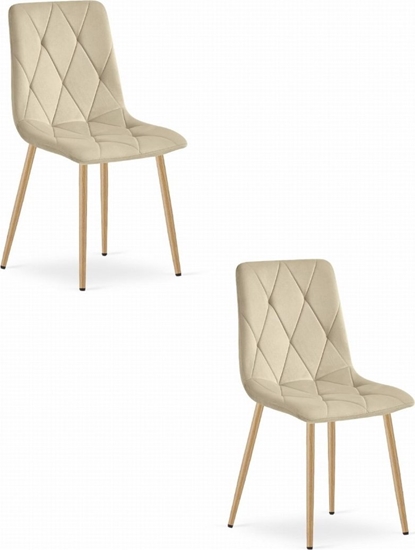 Изображение Leobert Krzeso LIBRA - jasny be aksamit / nogi kolor drewna x 2