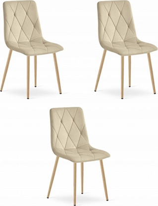 Изображение Leobert Krzeso LIBRA - jasny be aksamit / nogi kolor drewna x 3