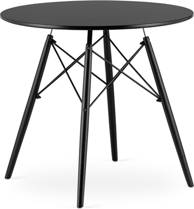 Attēls no Leobert Stó okrgy 80cm drewniany nowoczesny - czarny / czarne nogi 80cm