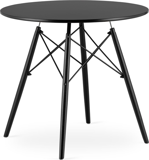 Picture of Leobert Stó okrgy 80cm drewniany nowoczesny - czarny / czarne nogi 80cm