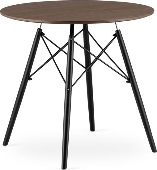 Изображение Leobert Stolik kawowy nowoczesny skandynawski brzowy okrgy blat 80cm