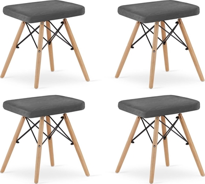 Изображение Leobert Taboret WERK - szary aksamit / nogi naturalne x 4