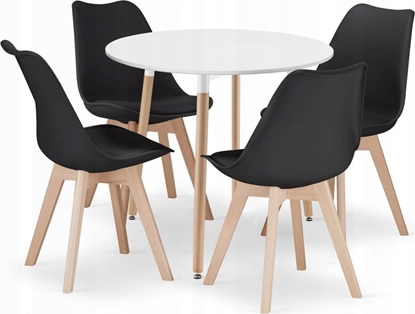 Picture of Leobert Zestaw stó okrgy KAMI 80 biay + 4 krzesa MARK czarne