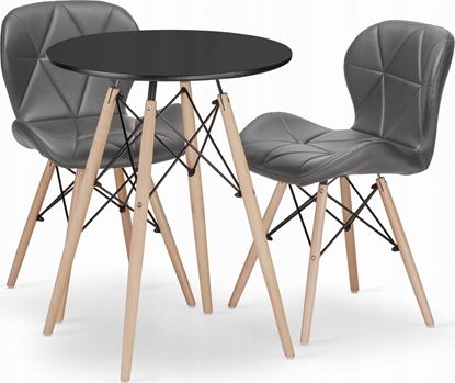 Picture of Leobert Zestaw stó okrgy TODI 60 czarny + 2 krzesa LAGO szare