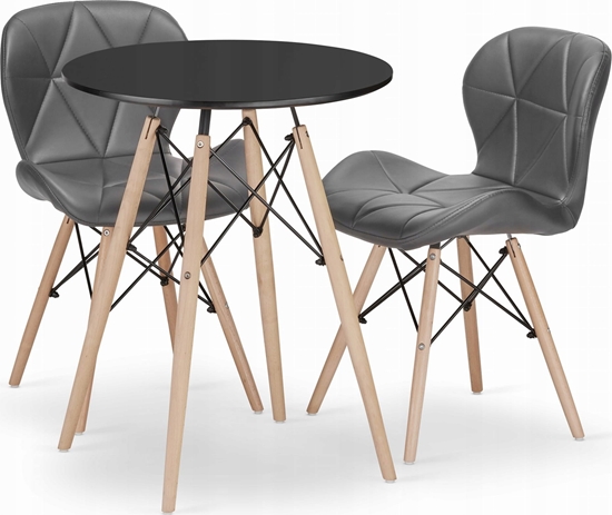 Picture of Leobert Zestaw stó okrgy TODI 60 czarny + 2 krzesa LAGO szare