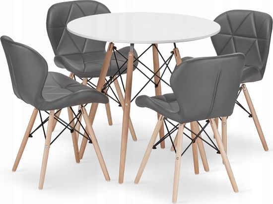 Picture of Leobert Zestaw stó okrgy TODI 80 biay + 4 krzesa LAGO szare