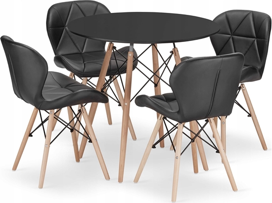 Picture of Leobert Zestaw stó okrgy TODI 80 czarny + 4 krzesa LAGO czarne