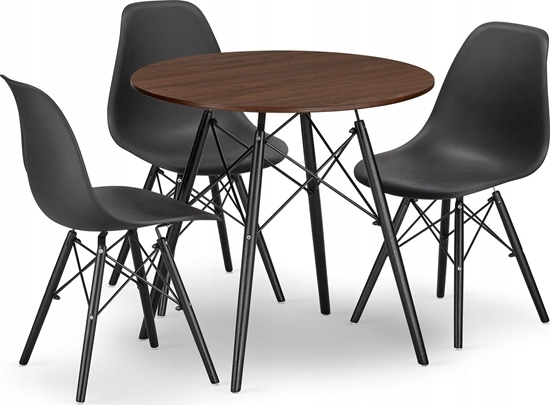 Изображение Leobert Zestaw stó okrgy TODI 80 jesion + 3 krzesa OSAKA czarne