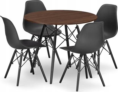 Attēls no Leobert Zestaw stó okrgy TODI 80 jesion + 4 krzesa OSAKA czarne