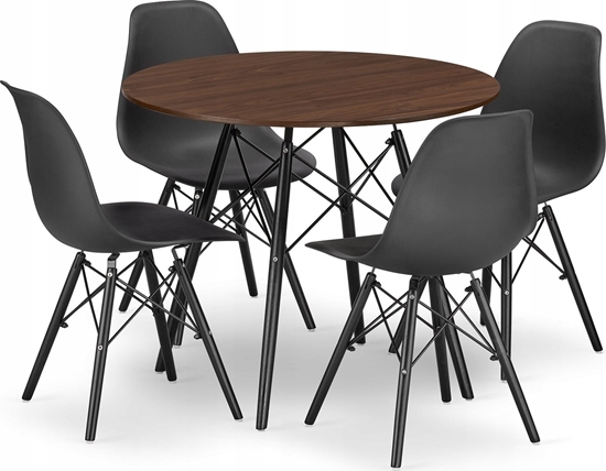 Picture of Leobert Zestaw stó okrgy TODI 80 jesion + 4 krzesa OSAKA czarne
