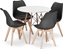 Изображение Leobert Zestaw stó okrgy TODI 80cm biay + 4 krzesa MARK czarne