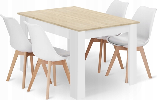 Picture of Leobert Zestaw stó prostoktny 120x80 db sonoma + 4 krzesa MARK biae