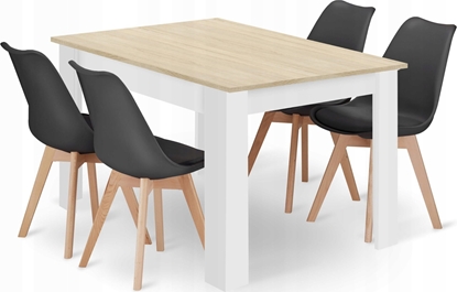 Picture of Leobert Zestaw stó prostoktny 120x80 db sonoma + 4 krzesa MARK czarne