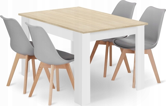 Picture of Leobert Zestaw stó prostoktny 120x80 db sonoma + 4 krzesa MARK szare