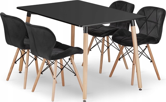Picture of Leobert Zestaw stó prostoktny ADRIA 120x80 czarny + 4 krzesa LAGO czarne