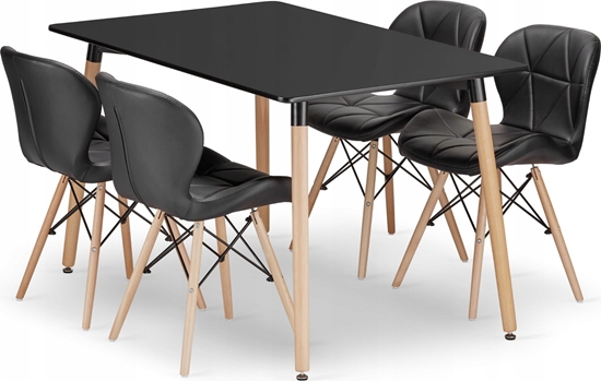 Picture of Leobert Zestaw stó prostoktny ADRIA 120x80 czarny + 4 krzesa LAGO czarne ekoskóra
