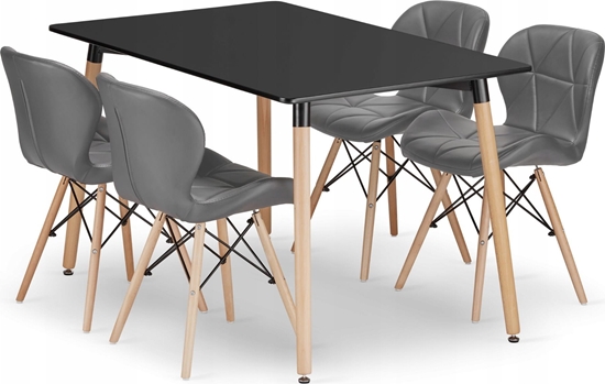 Picture of Leobert Zestaw stó prostoktny ADRIA 120x80 czarny + 4 krzesa LAGO szare