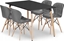 Attēls no Leobert Zestaw stó prostoktny ADRIA 120x80 czarny + 4 krzesa LAGO szare