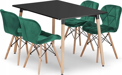 Picture of Leobert Zestaw stó prostoktny ADRIA 120x80 czarny + 4 krzesa LAGO zielone