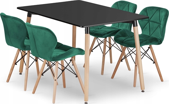 Picture of Leobert Zestaw stó prostoktny ADRIA 120x80 czarny + 4 krzesa LAGO zielone