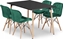 Attēls no Leobert Zestaw stó prostoktny ADRIA 120x80 czarny + 4 krzesa LAGO zielone