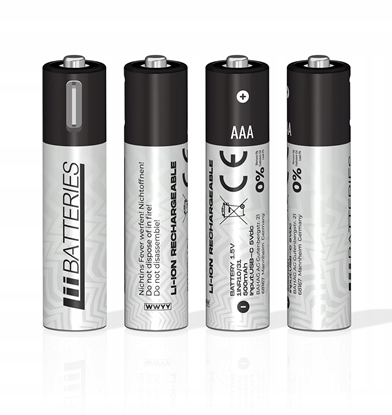 Attēls no Liibattaries Uzlādējami Jaudīgi akumulatori Lithium-Ion ar USB-C AAA 500mAh 1.5V (4gab)