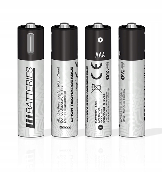 Picture of Liibattaries Uzlādējami Jaudīgi akumulatori Lithium-Ion ar USB-C AAA 500mAh 1.5V (4gab)