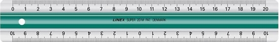 Picture of Linex Linex 100202515, Desk ruler, Acrylic glass, Rubber, Green, White, cm, mm, 20 cm, 1 pc(s)