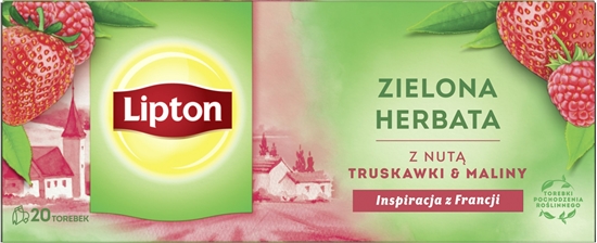 Picture of Lipton Herbata LIPTON zielona, z nut truskawki i maliny, 20 torebek