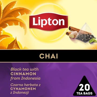 Attēls no Lipton Herbata LIPTON, piramidki, czarna, chai, 20 torebek
