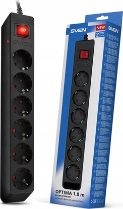 Picture of Listwa przeciwprzepiciowa SVEN Optima 5,0 m (6 gniazd) czarna,