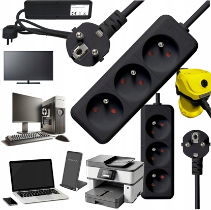 Attēls no Listwa zasilajca Bounn BOUNN listwa zasilajÄca 3 gniazda 3 m czarna 16A