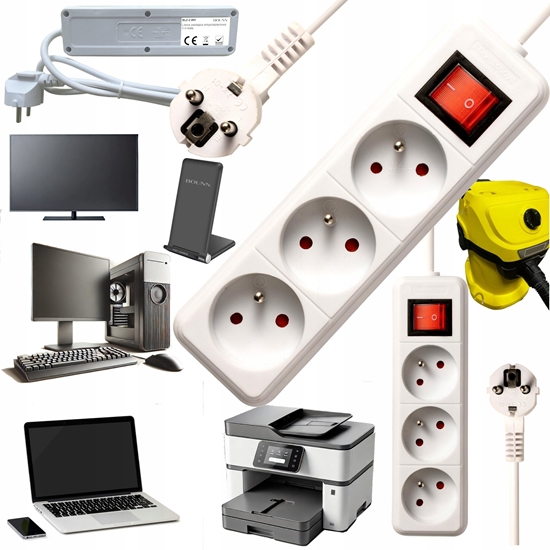 Picture of Listwa zasilajca Bounn BOUNN listwa zasilajÄca antyprzepiÄciowa 3 gniazda 3 m biaÅa 16A