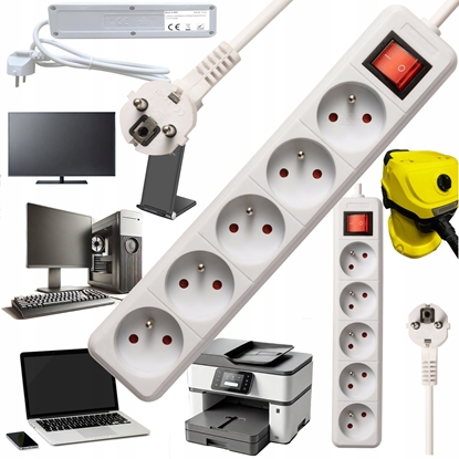 Attēls no Listwa zasilajca Bounn BOUNN listwa zasilajÄca antyprzepiÄciowa 5 gniazd 1,5 m biaÅa 16A