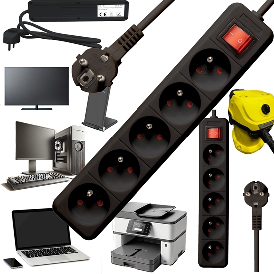 Picture of Listwa zasilajca Bounn BOUNN listwa zasilajÄca antyprzepiÄciowa 5 gniazd 1,5 m czarna 16A