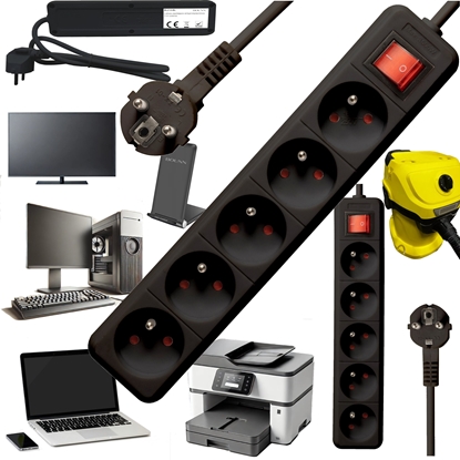 Изображение Listwa zasilajca Bounn BOUNN listwa zasilajÄca antyprzepiÄciowa 5 gniazd 3 m czarna 16A