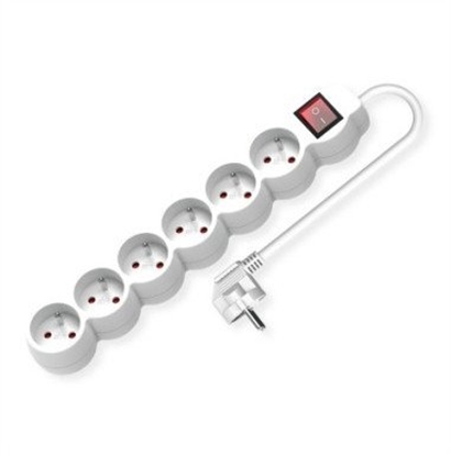 Picture of Value French Power Strip, 6-way, with illuminated Switch, white, 3 m