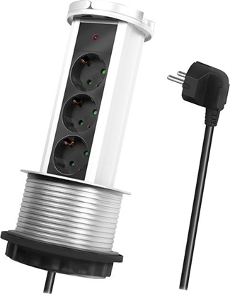 Picture of LogiLink Retractable table strip 3 sockets 1.8 M Logilink PL SCHUKOX3 / Ø 10cm LPS235A